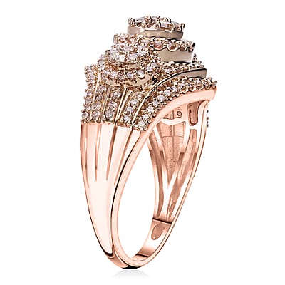 Natural Champagne Diamond Ring in Vermeil Rose Gold Over Sterling Silver (Size 8.0) 1.00 ctw
