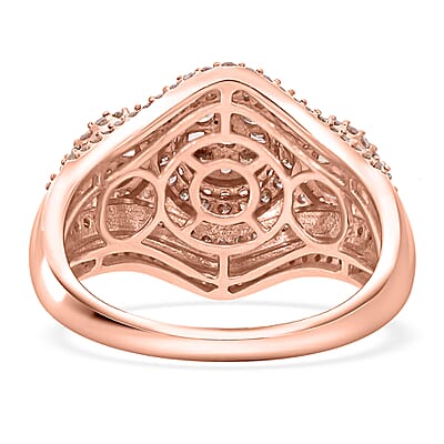 Natural Champagne Diamond Ring in Vermeil Rose Gold Over Sterling Silver (Size 8.0) 1.00 ctw