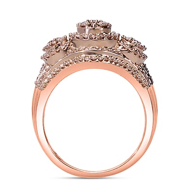 Natural Champagne Diamond Ring in Vermeil Rose Gold Over Sterling Silver (Size 8.0) 1.00 ctw