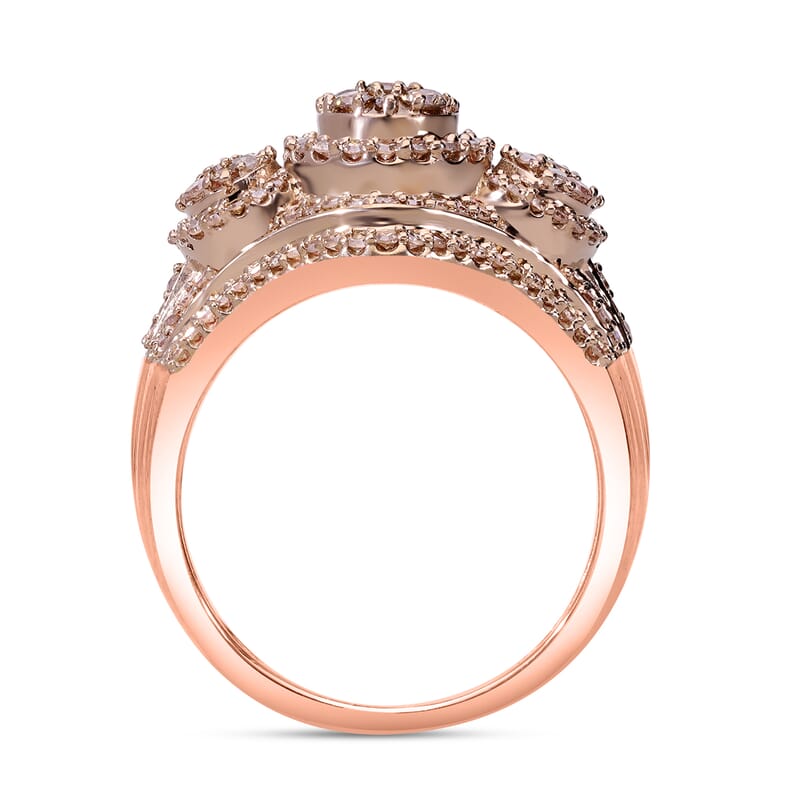 Natural Champagne Diamond Ring in Vermeil Rose Gold Over Sterling Silver (Size 8.0) 1.00 ctw