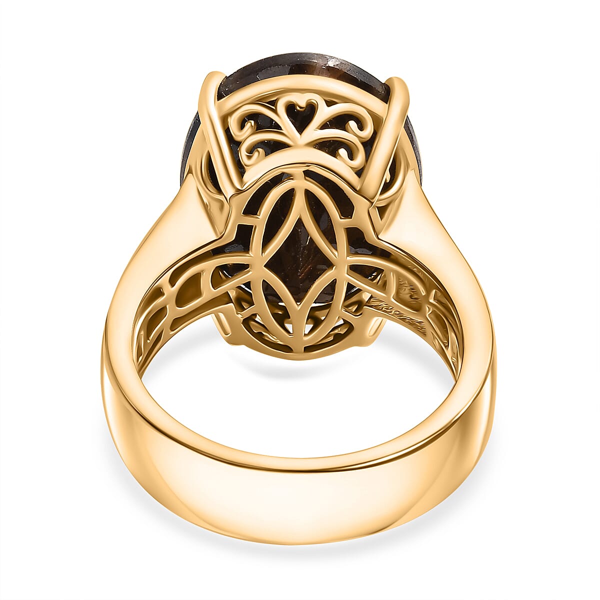 Checkerboard Cut Zawadi Chocolate Sapphire Solitaire Ring in 18K Vermeil Yellow Gold Over Sterling Silver (Size 10.0) 22.25 ctw