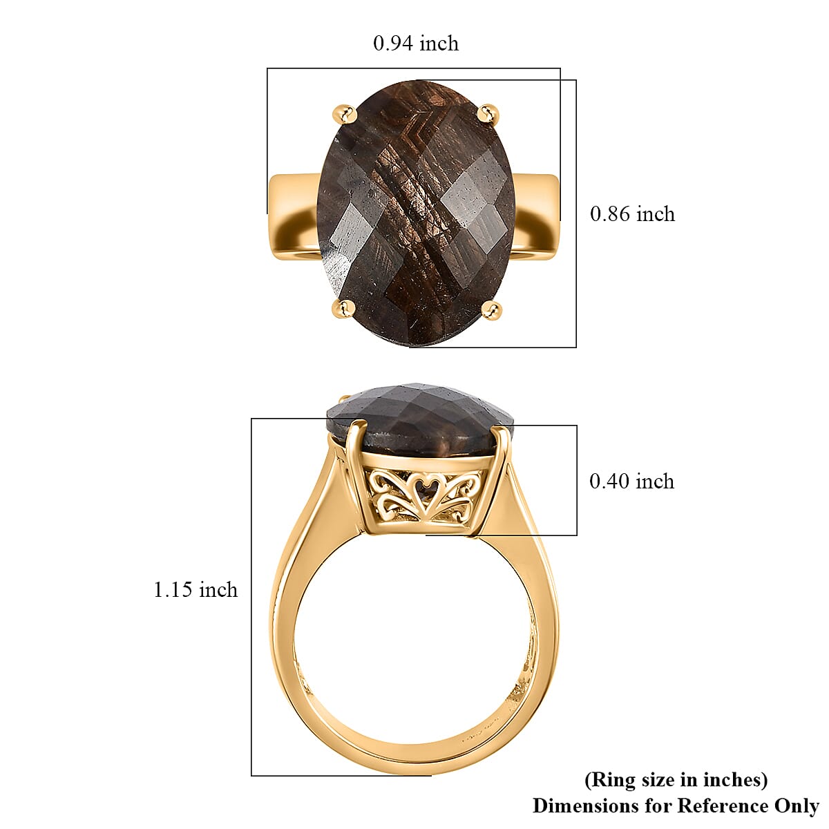 Checkerboard Cut Zawadi Chocolate Sapphire Solitaire Ring in 18K Vermeil Yellow Gold Over Sterling Silver (Size 10.0) 22.25 ctw
