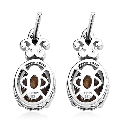 Zawadi Chocolate Sapphire and White Zircon 5.00 ctw Earrings in Rhodium Over Sterling Silver