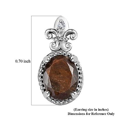 Zawadi Chocolate Sapphire and White Zircon 5.00 ctw Earrings in Rhodium Over Sterling Silver