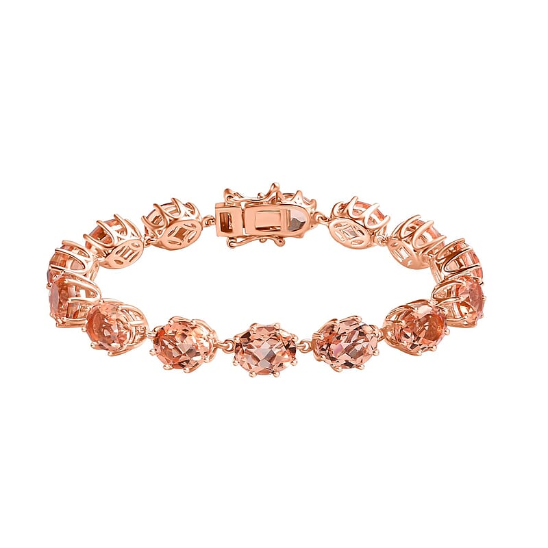 D'Joy Morganique Quartz (Triplet) Link Bracelet in 18K Vermeil Rose Gold Over Sterling Silver (6.50 In) 28.10 ctw