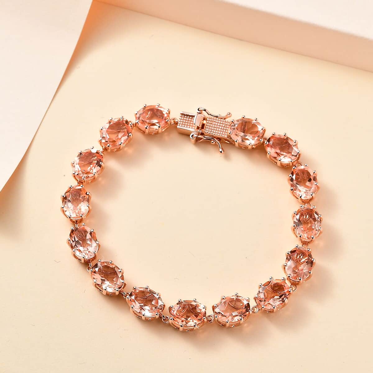 Morganique Quartz (Triplet) Link Bracelet in 18K Vermeil Rose Gold Over Sterling Silver (7.25 In) 32.10 ctw image number 1