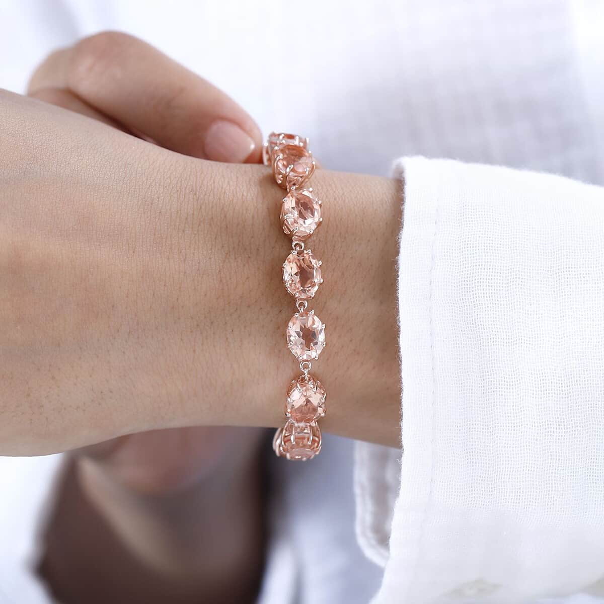 Morganique Quartz (Triplet) Link Bracelet in 18K Vermeil Rose Gold Over Sterling Silver (7.25 In) 32.10 ctw image number 2