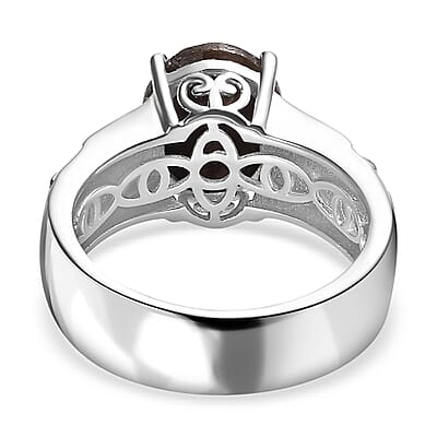 Zawadi Chocolate Sapphire Solitaire Molten Moments Ring in 18K Vermeil YG and Rhodium Over Sterling Silver (Size 10.0) 5.00 ctw