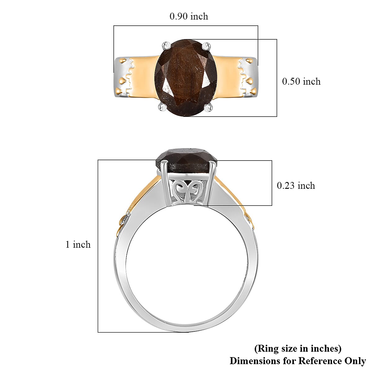 Zawadi Chocolate Sapphire Solitaire Molten Moments Ring in 18K Vermeil YG and Rhodium Over Sterling Silver (Size 10.0) 5.00 ctw
