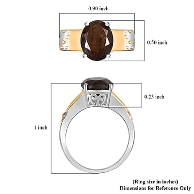 Zawadi Chocolate Sapphire Solitaire Molten Moments Ring in 18K Vermeil YG and Rhodium Over Sterling Silver (Size 10.0) 5.00 ctw