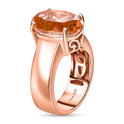 Morganique Quartz (Triplet) Wide Shank Solitaire Ring in 18K Vermeil Rose Gold Over Sterling Silver (Size 10.0) 5.85 ctw