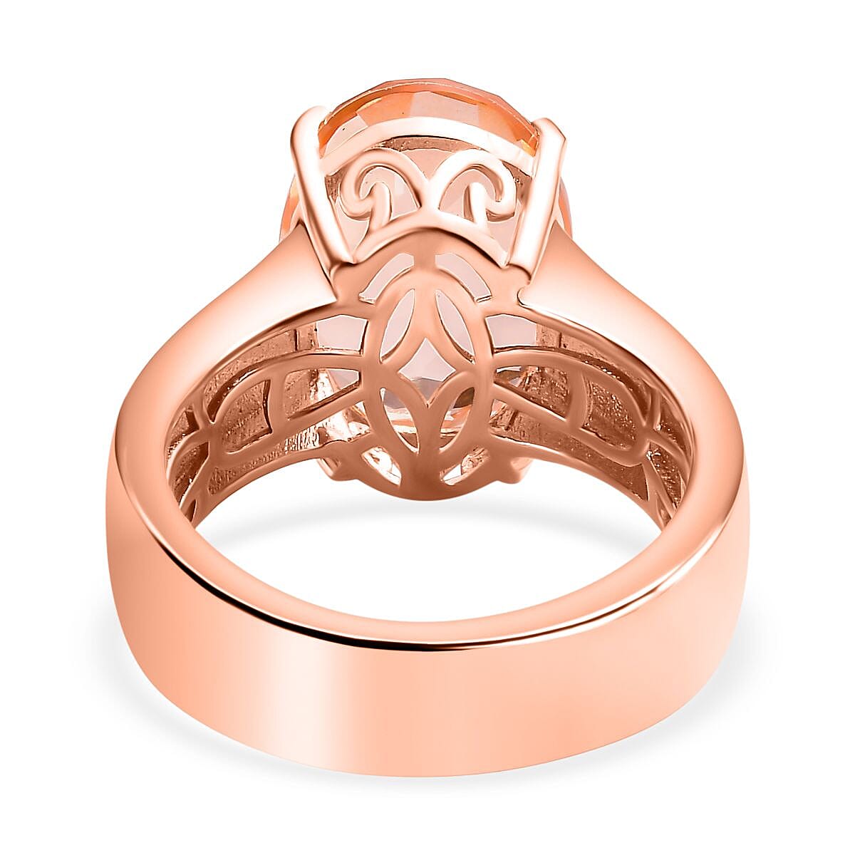 Morganique Quartz (Triplet) Wide Shank Solitaire Ring in 18K Vermeil Rose Gold Over Sterling Silver (Size 10.0) 5.85 ctw