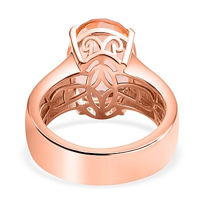 Morganique Quartz (Triplet) Wide Shank Solitaire Ring in 18K Vermeil Rose Gold Over Sterling Silver (Size 10.0) 5.85 ctw