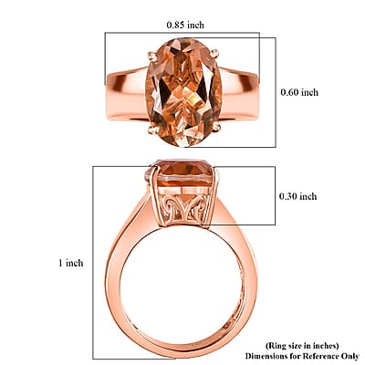 Morganique Quartz (Triplet) Wide Shank Solitaire Ring in 18K Vermeil Rose Gold Over Sterling Silver (Size 10.0) 5.85 ctw