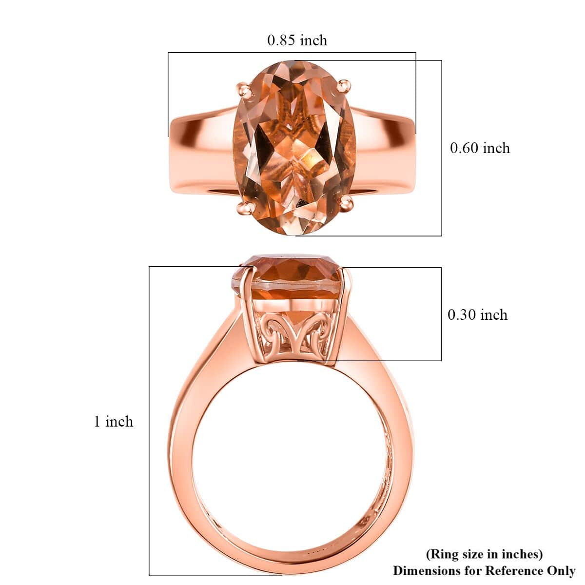 Morganique Quartz (Triplet) Wide Shank Solitaire Ring in 18K Vermeil Rose Gold Over Sterling Silver (Size 6.0) 5.85 ctw image number 5