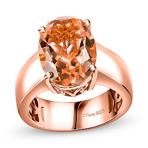 Morganique Quartz (Triplet) Wide Shank Solitaire Ring in 18K Vermeil Rose Gold Over Sterling Silver (Size 7.0) 5.85 ctw