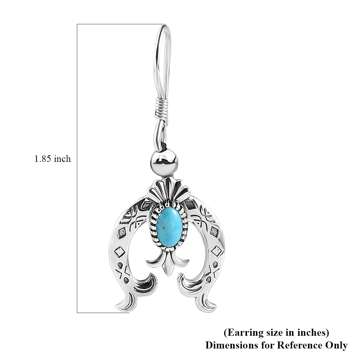 Artisan Crafted Sleeping Beauty Turquoise Squash Blossom Earrings in Black Oxidized Sterling Silver 1.00 ctw