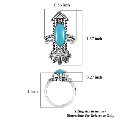 Artisan Crafted Sleeping Beauty Turquoise Arrow Ring in Sterling Silver (Size 6.0) 4.40 ctw