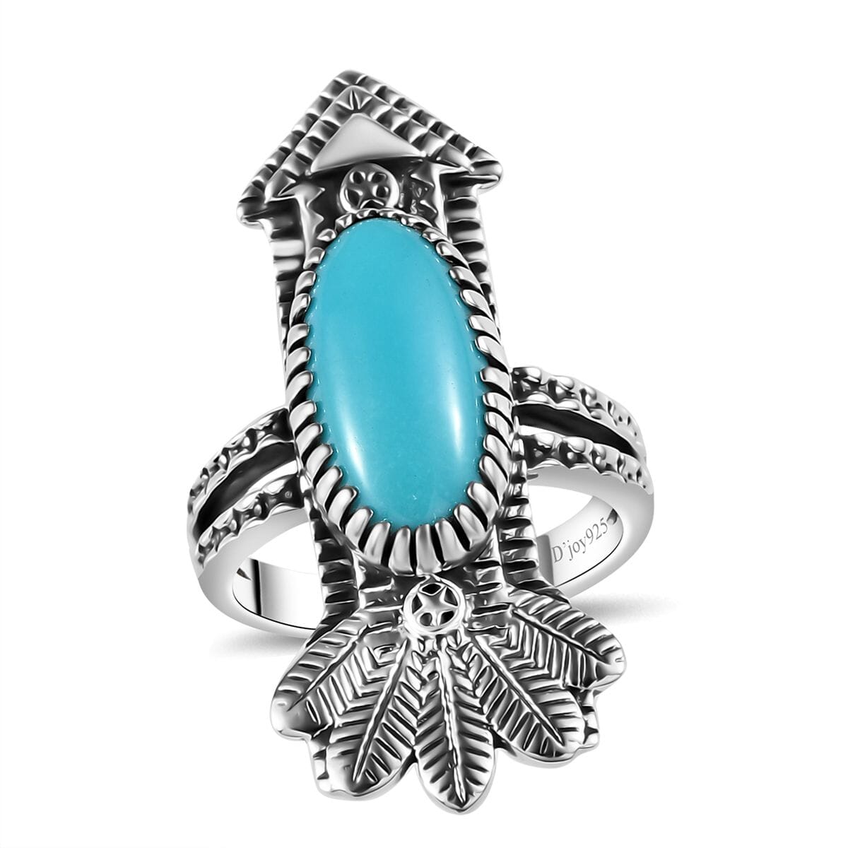 Artisan Crafted Sleeping Beauty Turquoise Arrow Ring in Sterling Silver (Size 8.0) 4.40 ctw image number 0