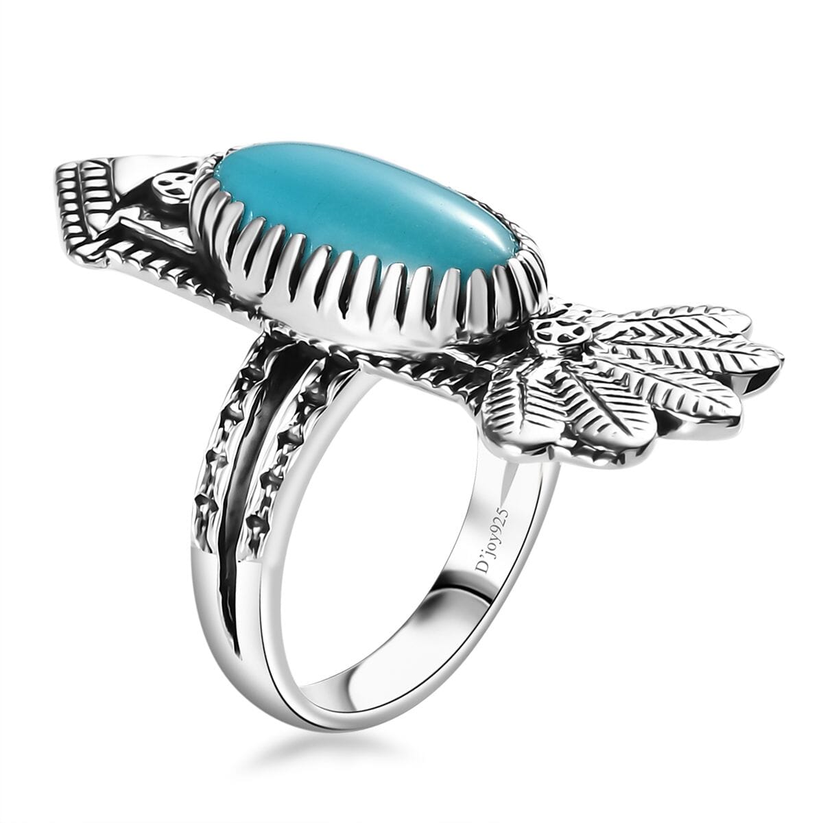 Artisan Crafted Sleeping Beauty Turquoise Arrow Ring in Sterling Silver (Size 8.0) 4.40 ctw image number 3