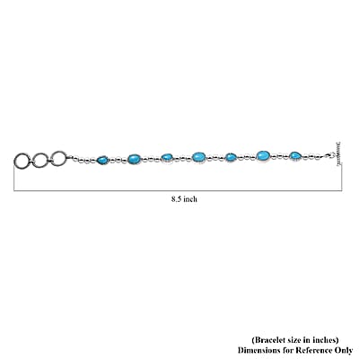 D'Joy Artisan Crafted Sleeping Beauty Turquoise Toggle Clasp Bracelet in Sterling Silver (6.50-8.0In) 6.15 ctw
