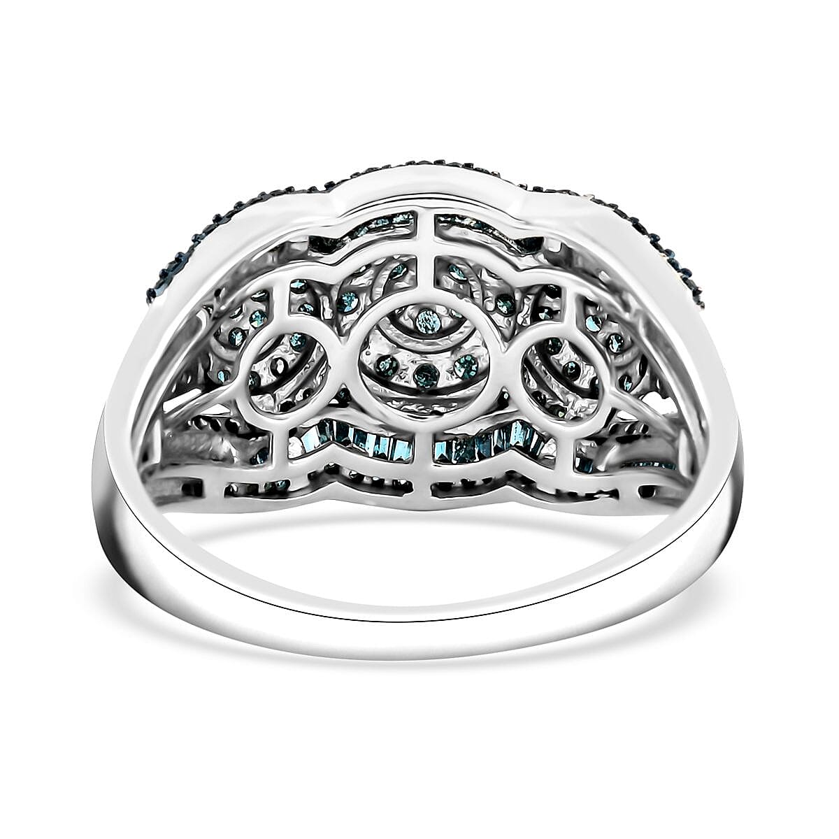 Blue Diamond Ring in Platinum Over Sterling Silver (Size 10.0) 1.50 ctw