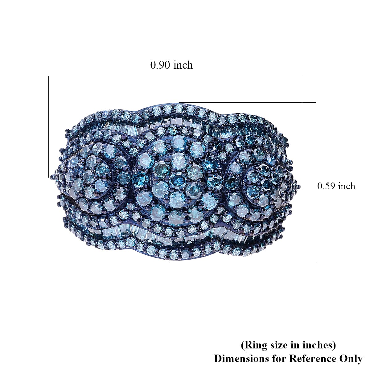 Blue Diamond (IR) Ring in Platinum Over Sterling Silver (Size 7.0) 1.50 ctw image number 5