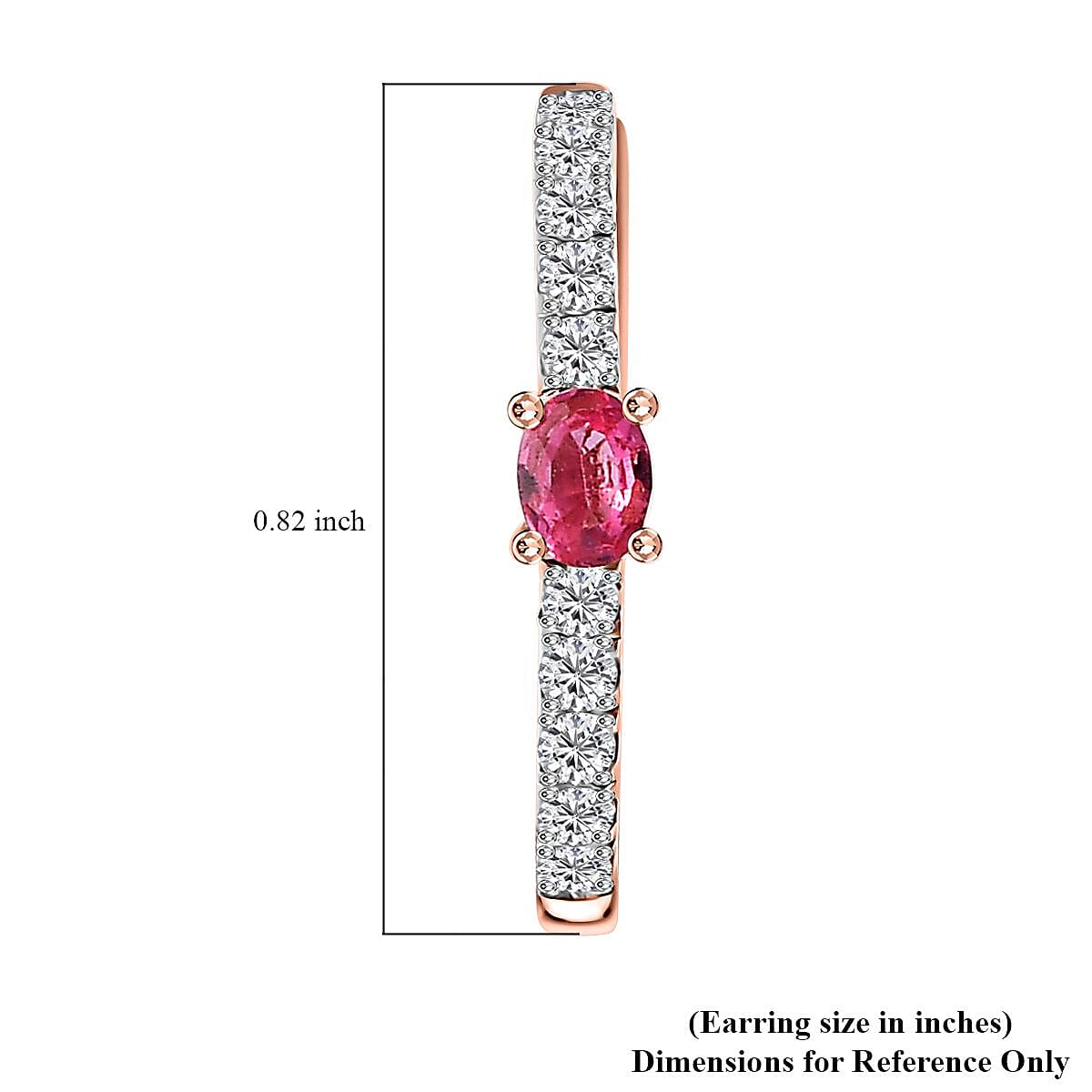 D'Joy Premium Mahenge Spinel and Moissanite 0.85 ctw Modern Glamour Hoop Earrings in 18K Vermeil Rose Gold Over Sterling Silver
