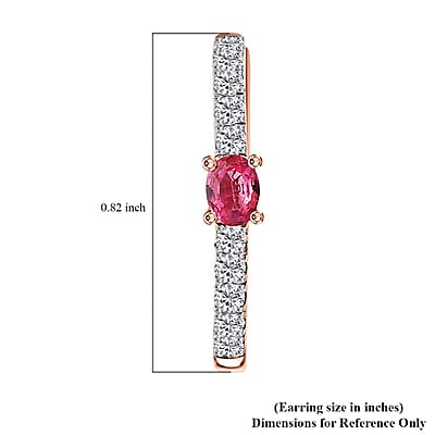 D'Joy Premium Mahenge Spinel and Moissanite 0.85 ctw Modern Glamour Hoop Earrings in 18K Vermeil Rose Gold Over Sterling Silver
