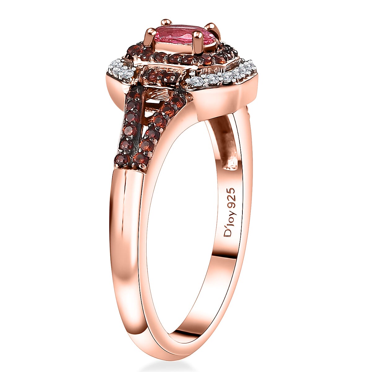 Premium Mahenge Spinel, Brown and White Zircon Art Deco Ring in 18K Vermeil Rose Gold Over Sterling Silver (Size 10.0) 0.65 ctw