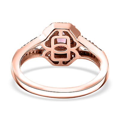 Premium Mahenge Spinel, Brown and White Zircon Art Deco Ring in 18K Vermeil Rose Gold Over Sterling Silver (Size 10.0) 0.65 ctw