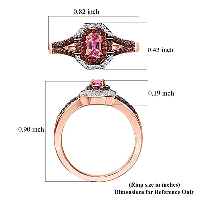 Premium Mahenge Spinel, Brown and White Zircon Art Deco Ring in 18K Vermeil Rose Gold Over Sterling Silver (Size 10.0) 0.65 ctw
