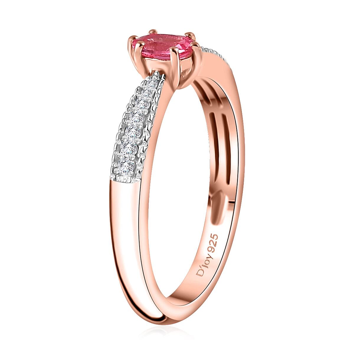Premium Mahenge Spinel and Moissanite Timeless Elegance Ring in 18K Vermeil Rose Gold Over Sterling Silver (Size 10.0) 0.40 ctw