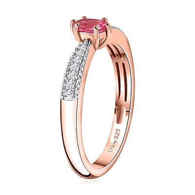 Premium Mahenge Spinel and Moissanite Timeless Elegance Ring in 18K Vermeil Rose Gold Over Sterling Silver (Size 10.0) 0.40 ctw