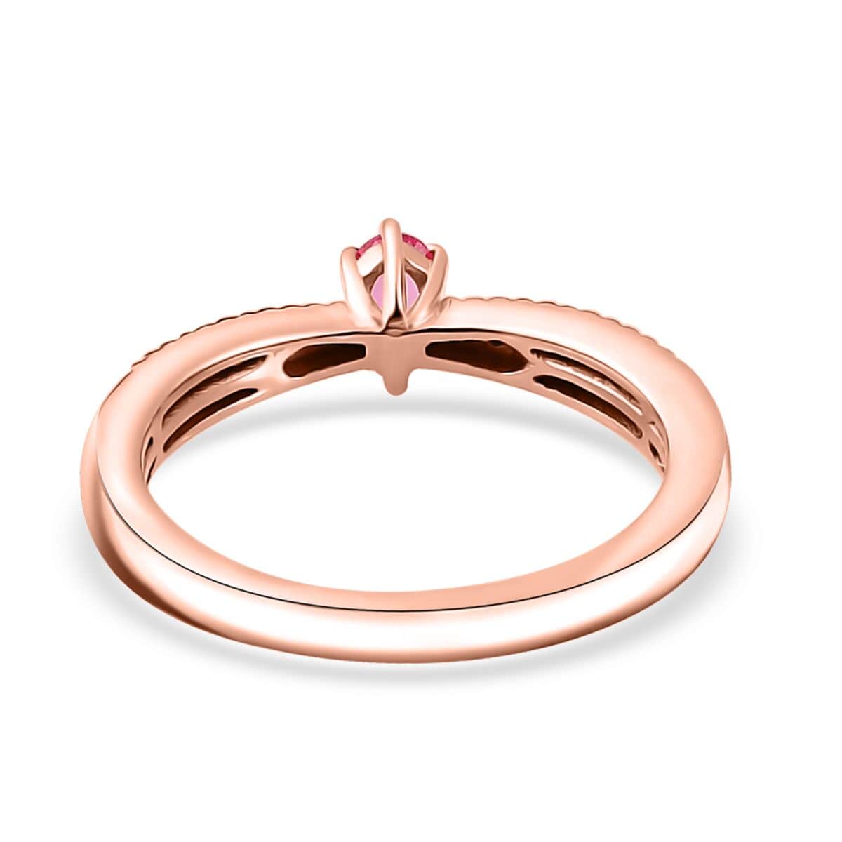 Premium Mahenge Spinel and Moissanite Timeless Elegance Ring in 18K Vermeil Rose Gold Over Sterling Silver (Size 10.0) 0.40 ctw image number 4