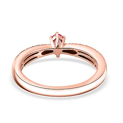 Premium Mahenge Spinel and Moissanite Timeless Elegance Ring in 18K Vermeil Rose Gold Over Sterling Silver (Size 10.0) 0.40 ctw
