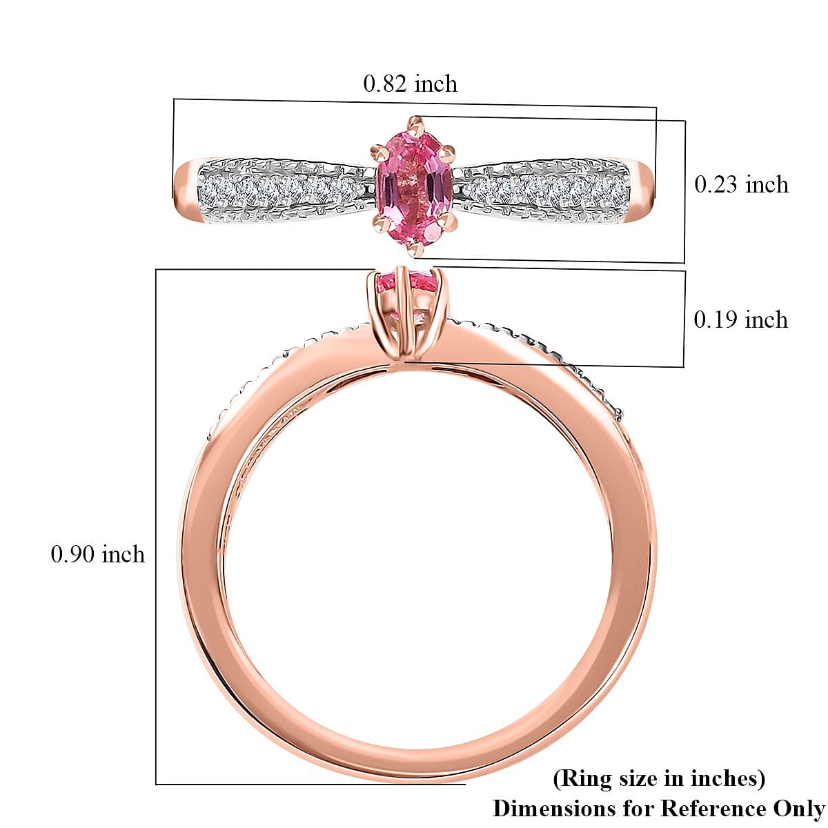 Premium Mahenge Spinel and Moissanite Timeless Elegance Ring in 18K Vermeil Rose Gold Over Sterling Silver (Size 10.0) 0.40 ctw
