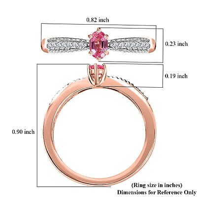 Premium Mahenge Spinel and Moissanite Timeless Elegance Ring in 18K Vermeil Rose Gold Over Sterling Silver (Size 10.0) 0.40 ctw