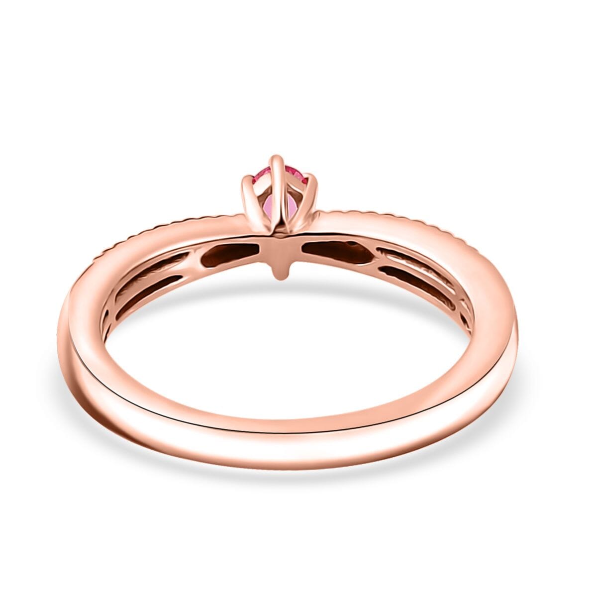 Premium Mahenge Spinel and Moissanite Timeless Elegance Ring in 18K Vermeil Rose Gold Over Sterling Silver (Size 7.0) 0.40 ctw image number 4