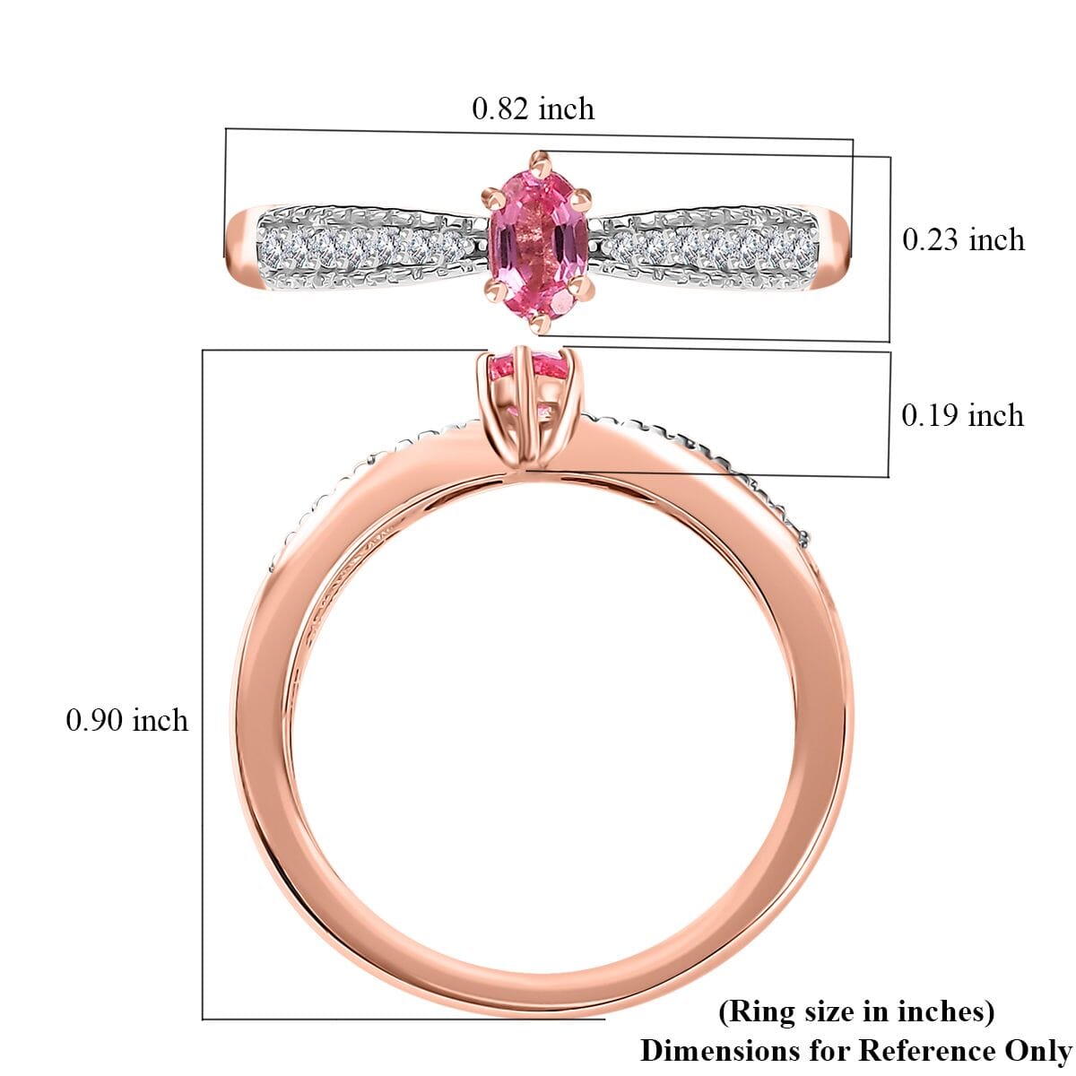 Premium Mahenge Spinel and Moissanite Timeless Elegance Ring in 18K Vermeil Rose Gold Over Sterling Silver (Size 7.0) 0.40 ctw image number 5