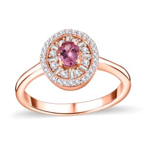 Premium Mahenge Spinel and Diamond Modern Glamour Ring in 18K Vermeil Rose Gold Over Sterling Silver (Size 6.0) 0.70 ctw