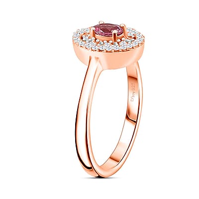 Premium Mahenge Spinel and Diamond Modern Glamour Ring in 18K Vermeil Rose Gold Over Sterling Silver (Size 6.0) 0.70 ctw