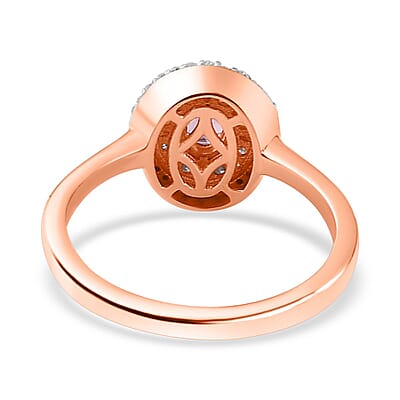 Premium Mahenge Spinel and Diamond Modern Glamour Ring in 18K Vermeil Rose Gold Over Sterling Silver (Size 6.0) 0.70 ctw