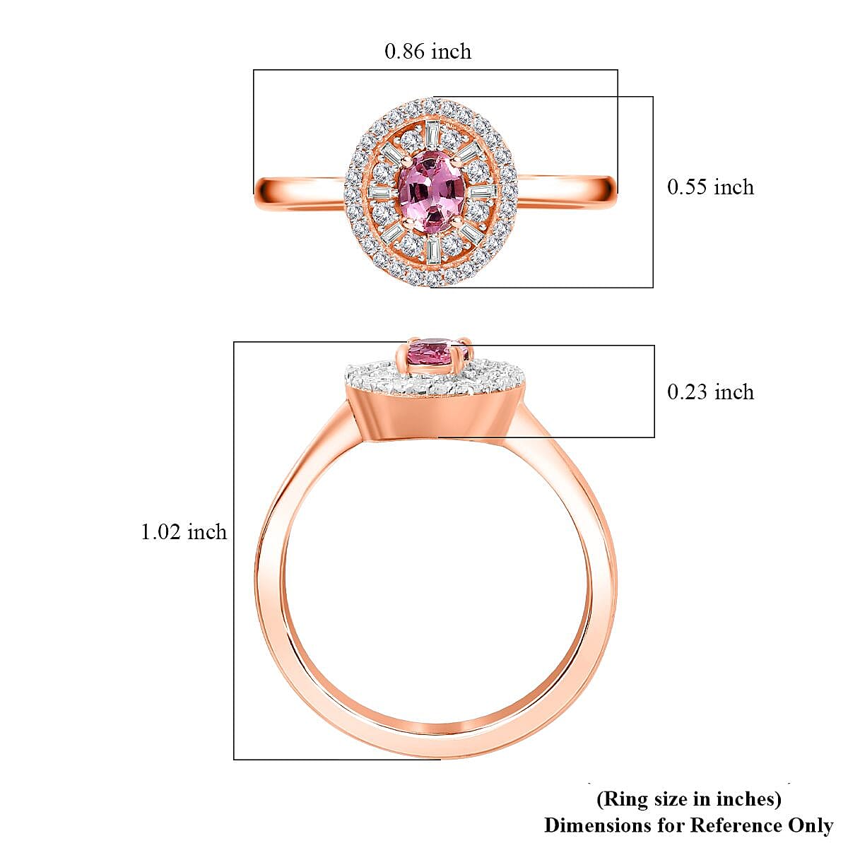 Premium Mahenge Spinel and Diamond Modern Glamour Ring in 18K Vermeil Rose Gold Over Sterling Silver (Size 6.0) 0.70 ctw