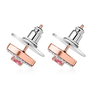 Premium Mahenge Spinel and Diamond Modern Glamour Earrings in 18K Vermeil Rose Gold Over Sterling Silver 0.85 ctw