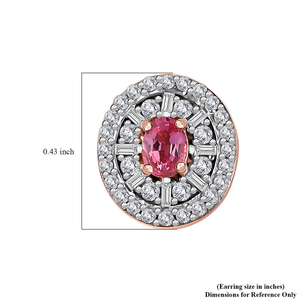 Premium Mahenge Spinel and Diamond Modern Glamour Earrings in 18K Vermeil Rose Gold Over Sterling Silver 0.85 ctw