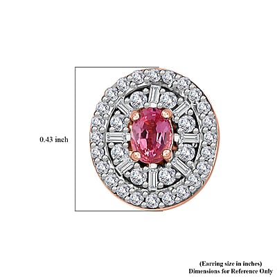 Premium Mahenge Spinel and Diamond Modern Glamour Earrings in 18K Vermeil Rose Gold Over Sterling Silver 0.85 ctw