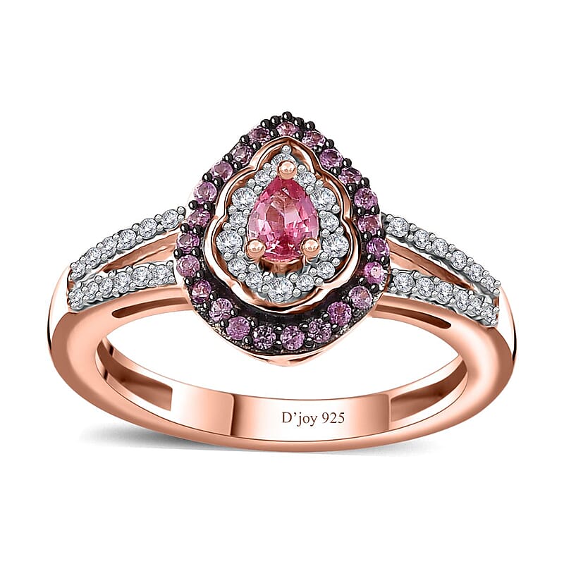 Premium Mahenge Spinel and Multi Gemstone Modern Glamour Ring in 18K Vermeil Rose Gold Over Sterling Silver (Size 10.0) 0.60 ctw