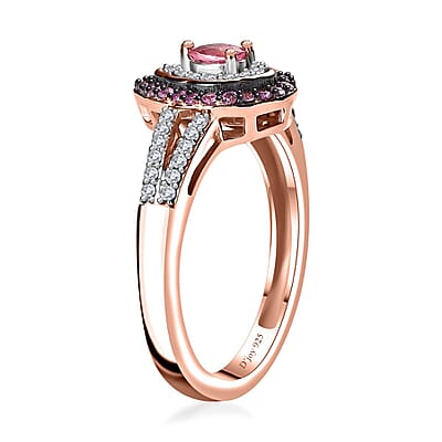 Premium Mahenge Spinel and Multi Gemstone Modern Glamour Ring in 18K Vermeil Rose Gold Over Sterling Silver (Size 10.0) 0.60 ctw