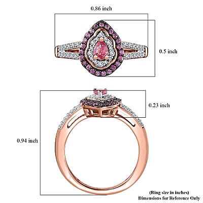 Premium Mahenge Spinel and Multi Gemstone Modern Glamour Ring in 18K Vermeil Rose Gold Over Sterling Silver (Size 10.0) 0.60 ctw